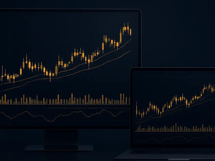 MetaTrader 4 trading platform shown on a desktop, laptop and smartphone