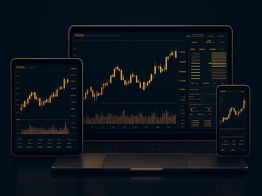 MetaTrader 5 multi-asset trading platform shown on a laptop, tablet and smartphone